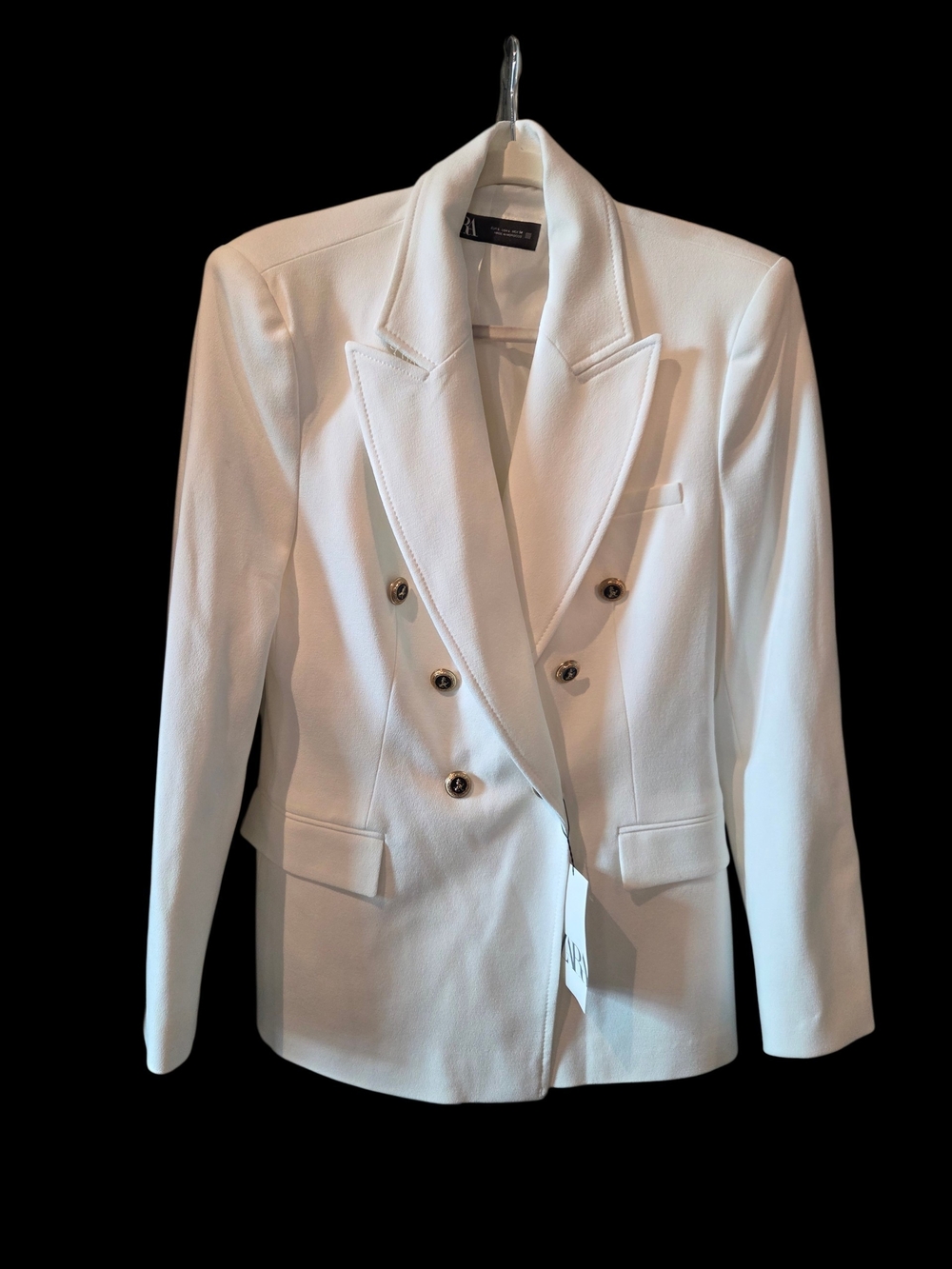 NWT Zara White Double-Breasted Tailored Blazer Large